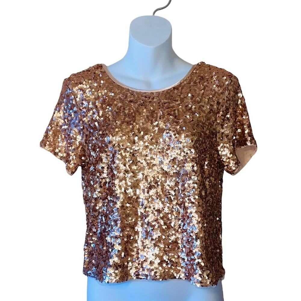 Abercrombie & Fitch rose gold Sequin low back Blouse
